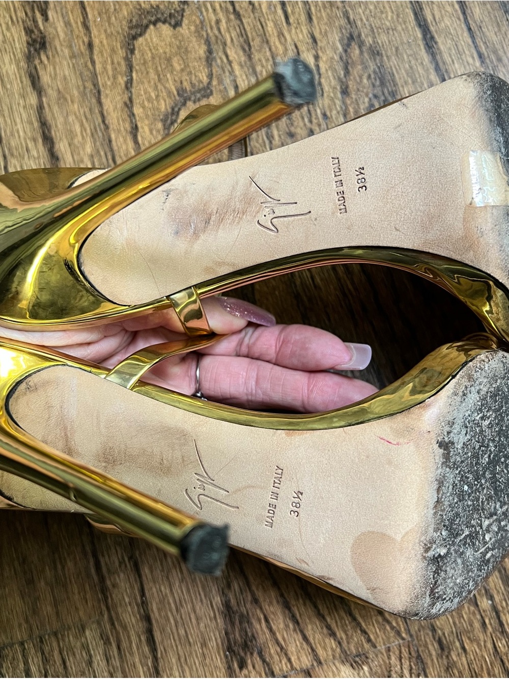 Giuseppe Zanotti Shiny Gold Stiletto Sandals - Picture 4 of 4